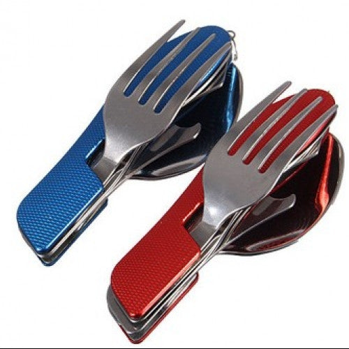 Fork Army Knife Portable Folding Multi Tool random color, 2 In1 Camping Hiking Hunting Spoon